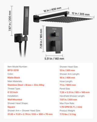 Set Doccia Flessibile Sistema Doccia a Pioggia