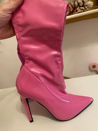 Botas altas rosa charol