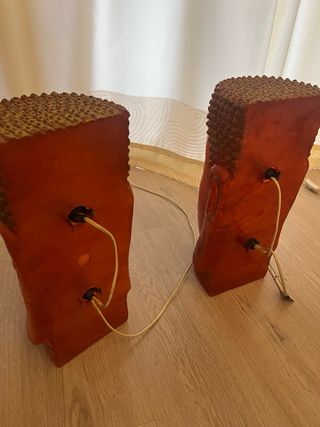 Coppia Lampade Etniche Vintage Testa Buddha