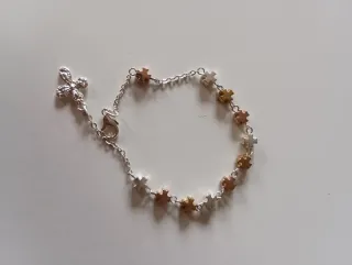 Bracciale rosario grani argentati e dorati