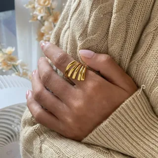 Anillo Acero Inoxidable Dorado