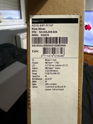 Portátil Acer Gris Plata