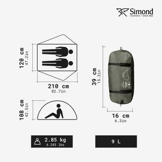 Tienda de campaña domo para trekking 2 personas Forclaz