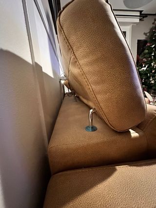 Divano Letto Beige/Marrone Tessuto/Ecopelle