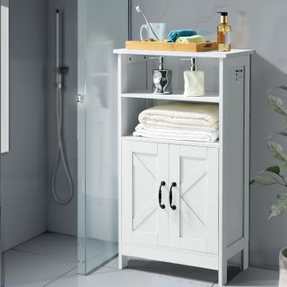 Mobiletto da Bagno Autoportante 4 Ripiani 2 Ante