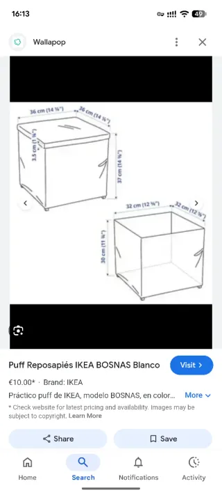 Taburete IKEA BOSNÄS Blanco