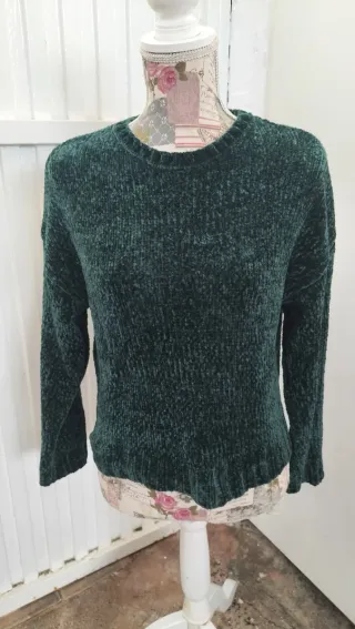 Jersey verde suave terciopelo mujer