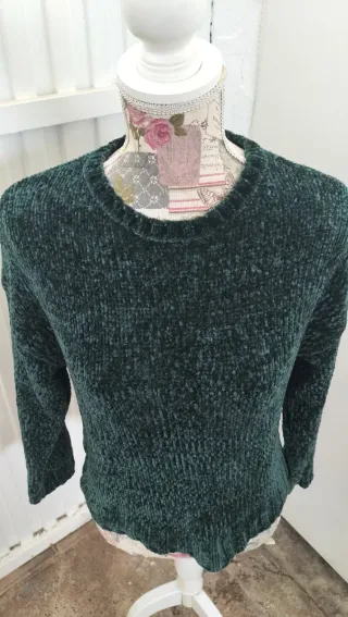 Jersey verde suave terciopelo mujer