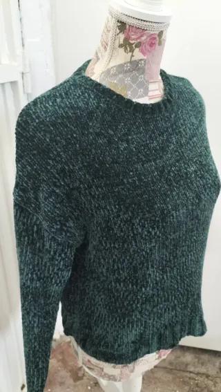 Jersey verde suave terciopelo mujer