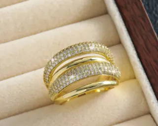 Anillo Baño Oro 18k con Circonitas