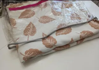 Colcha reversible 90cm hojas beige/marrón