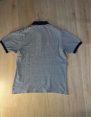 Polo Lacoste Rayas Azul Marino y Blanco