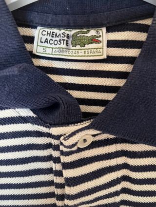 Polo Lacoste Rayas Azul Marino y Blanco