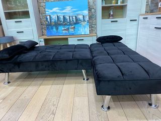 Sofá Cama Chaise Longue Negro