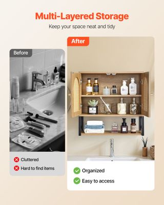 Mobiletto Bagno Pensile 2 Ante Ripiani Regolabili