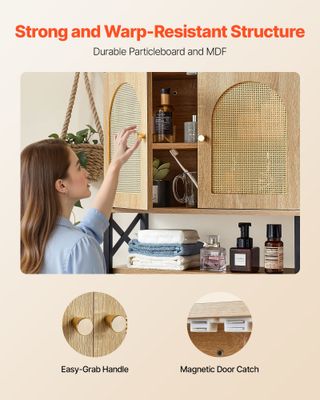 Mobiletto Bagno Pensile 2 Ante Ripiani Regolabili