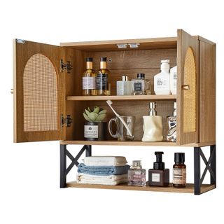 Mobiletto Bagno Pensile 2 Ante Ripiani Regolabili