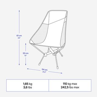Silla baja plegable y compacta de camping Quechua MH500 L