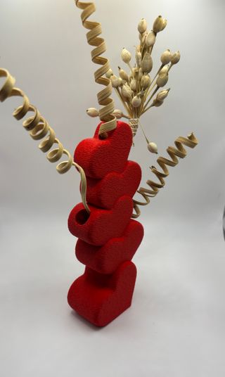 Red Heart Vase - Minimalist Heart, Contemporary We