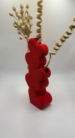 Red Heart Vase - Minimalist Heart, Contemporary We