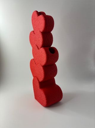 Red Heart Vase - Minimalist Heart, Contemporary We