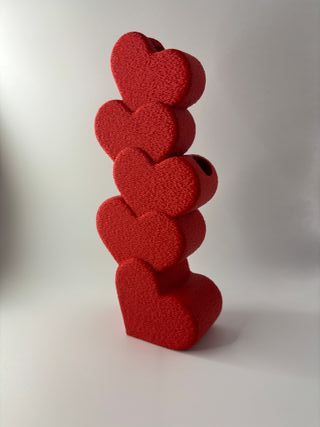 Red Heart Vase - Minimalist Heart, Contemporary We