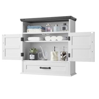 Mobiletto da Bagno Pensile con 2 Ante e Ripiani