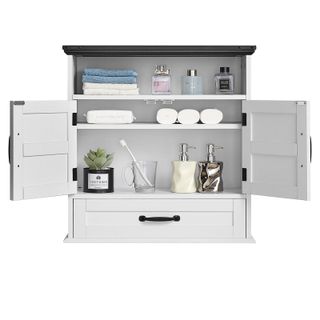 Mobiletto da Bagno Pensile con 2 Ante e Ripiani