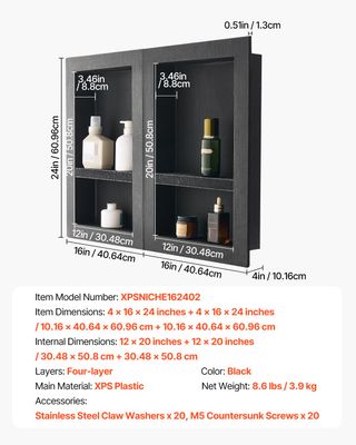 Nicchia per Doccia 40,6 x 61,0 cm Quattro Strati