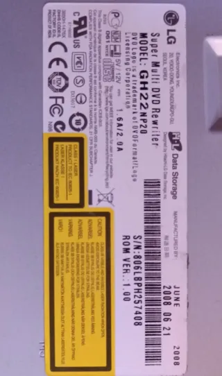 Set 5 Lettori DVD PC Fisso LG Write Master