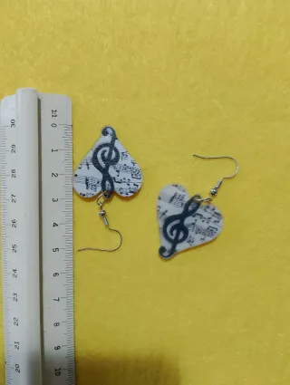 Orecchini pendenti cuore & nota musicale