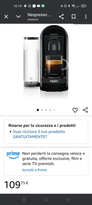 Macchina Caffè Nespresso Vertuo Krups
