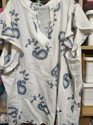 Camiseta Estampada Azul y Blanca Talla XXL