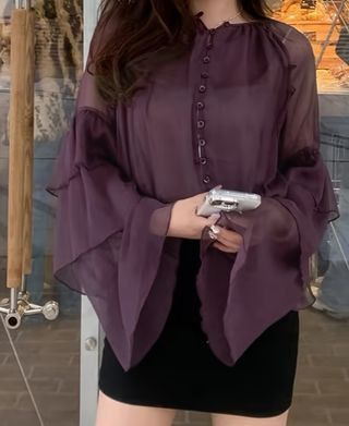 Blusa gasa lujo mujer morada