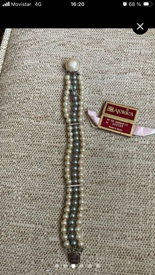 Pendientes y pulsera Majorica grises