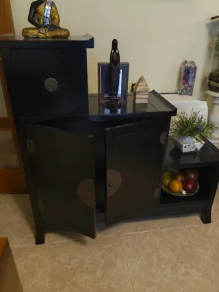 Mueble Escalera Japonés Madera Maciza Negro