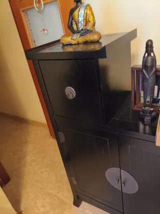 Mueble Escalera Japonés Madera Maciza Negro