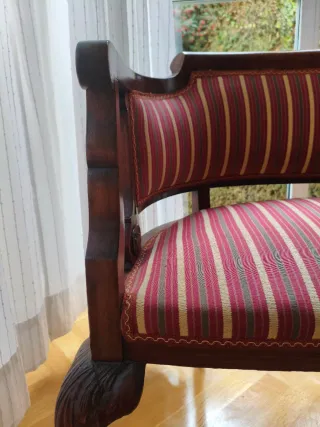 Banco antiguo madera maciza tapizado