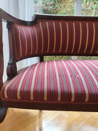 Banco antiguo madera maciza tapizado