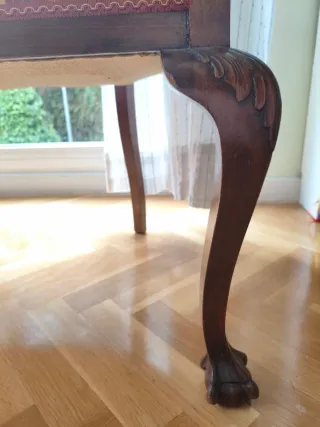 Banco antiguo madera maciza tapizado