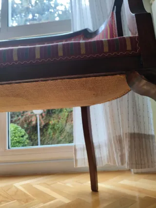 Banco antiguo madera maciza tapizado