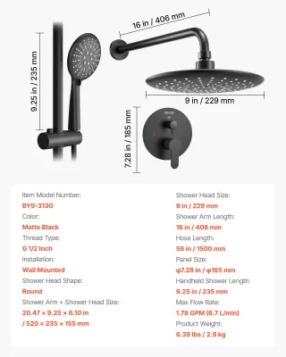 Sistema Doccia a Pioggia per Bagno con Soffione