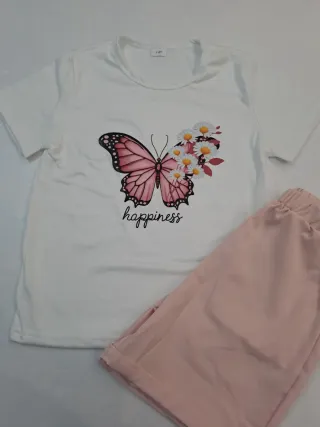 Completo bambina farfalla e fiori 7/8 anni