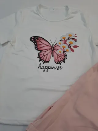 Completo bambina farfalla e fiori 7/8 anni