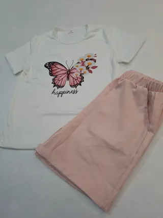 Completo bambina farfalla e fiori 7/8 anni