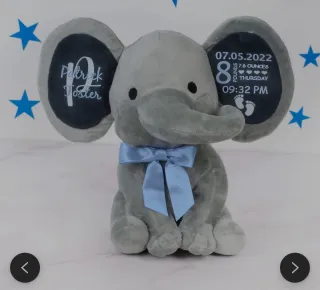 Elefante peluche personalizado bebé bautizo