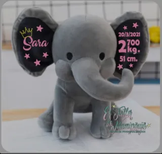 Elefante peluche personalizado bebé bautizo