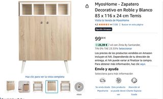 Mueble roble y blanco con compartimentos