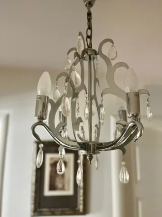 Juego 2 Lámparas de acero y cristal