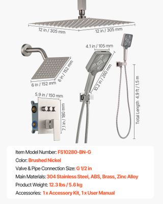 Set Doccia con Sistema Doccia a Pioggia da 304 mm